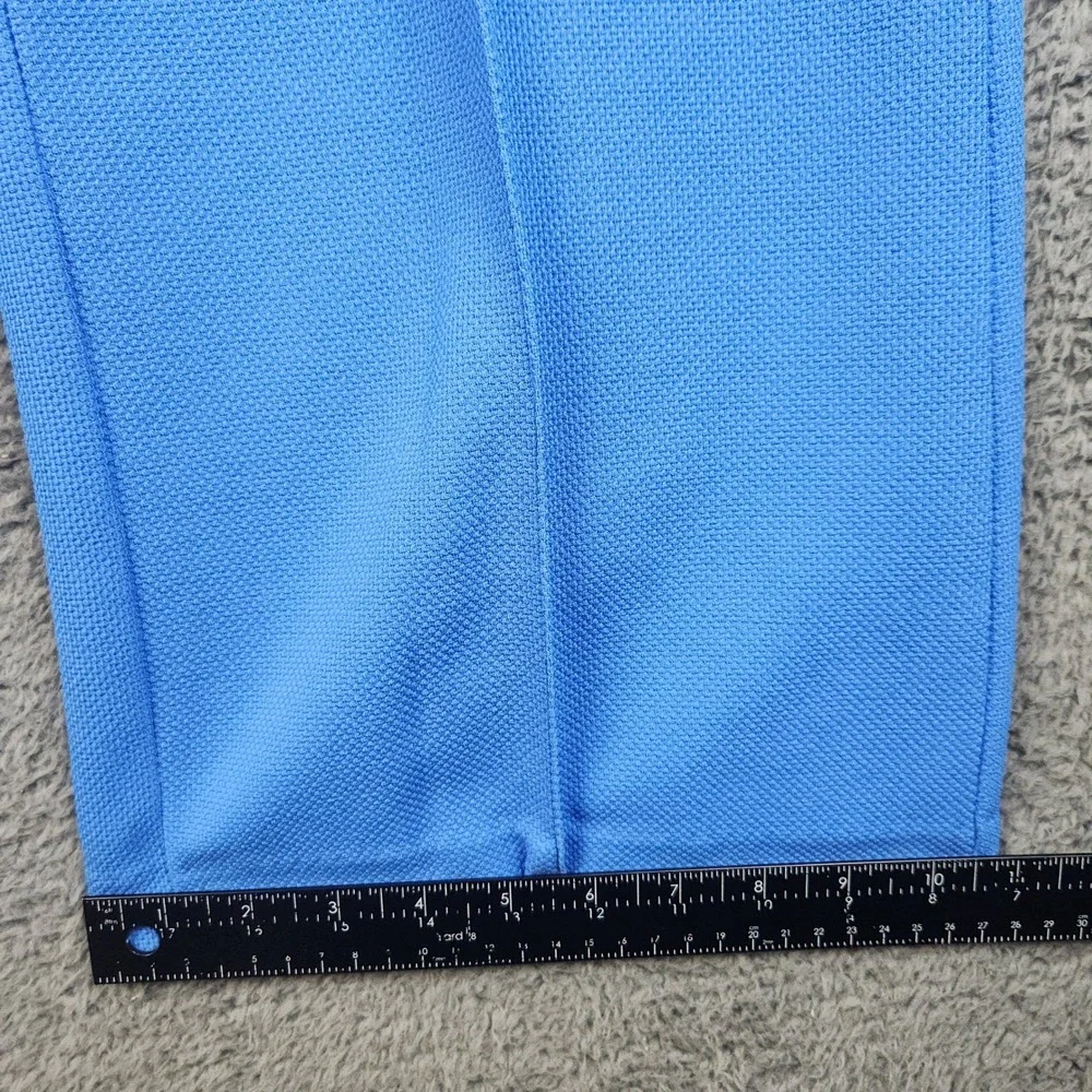 Vintage Sears Blue Double Knit Slacks Womens 12 32x30 Wide Leg Made in USA 70s